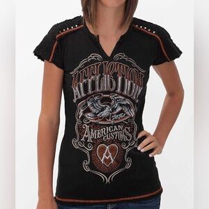 Affliction American Customs Cask Strength T-Shirt short sleeve vneck women’s M